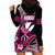 Hawaii Maui Upena Kiloi Hoodie Dress Kakau Tribal Pattern Pink Version