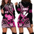 Hawaii Maui Upena Kiloi Hoodie Dress Kakau Tribal Pattern Pink Version