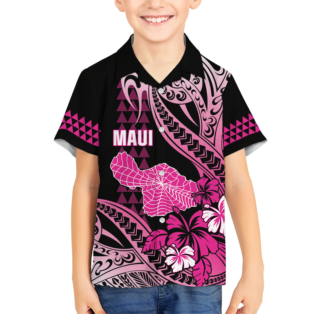 Hawaii Maui Upena Kiloi Kid Hawaiian Shirt Kakau Tribal Pattern Pink Version LT05 Kid Pink - Polynesian Pride
