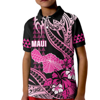Hawaii Maui Upena Kiloi Kid Polo Shirt Kakau Tribal Pattern Pink Version LT05 Kid Pink - Polynesian Pride