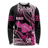 Hawaii Maui Upena Kiloi Long Sleeve Shirt Kakau Tribal Pattern Pink Version LT05 Unisex Pink - Polynesian Pride