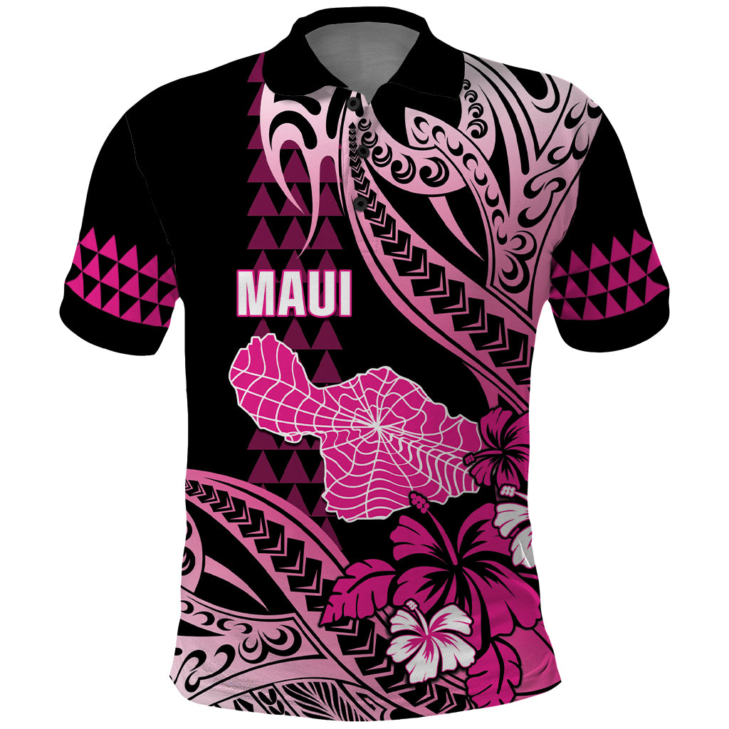 Hawaii Maui Upena Kiloi Polo Shirt Kakau Tribal Pattern Pink Version