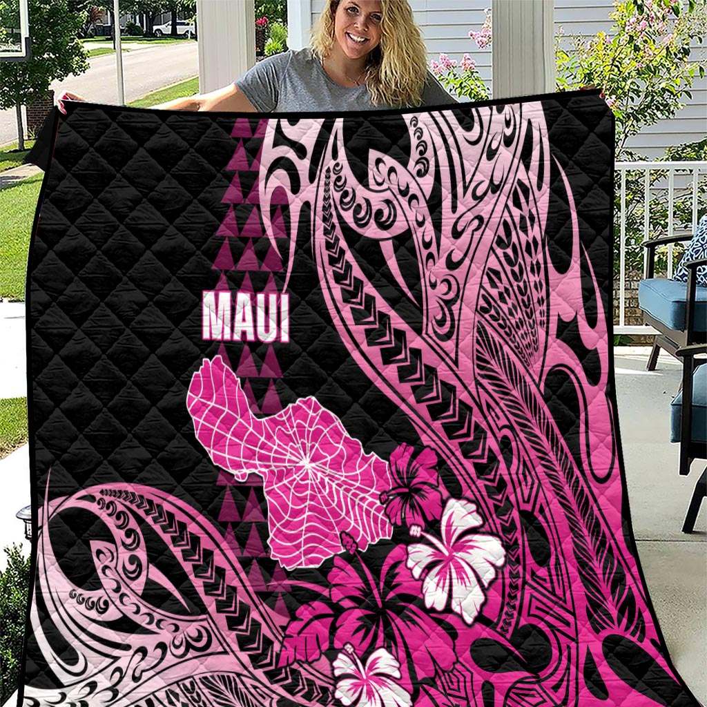 Hawaii Maui Upena Kiloi Quilt Kakau Tribal Pattern Pink Version