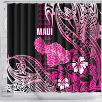 Hawaii Maui Upena Kiloi Shower Curtain Kakau Tribal Pattern Pink Version LT05 - Polynesian Pride