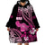 Hawaii Maui Upena Kiloi Wearable Blanket Hoodie Kakau Tribal Pattern Pink Version