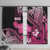 Hawaii Maui Upena Kiloi Window Curtain Kakau Tribal Pattern Pink Version LT05 With Hooks Pink - Polynesian Pride
