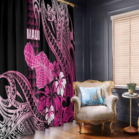 Hawaii Maui Upena Kiloi Window Curtain Kakau Tribal Pattern Pink Version LT05 - Polynesian Pride