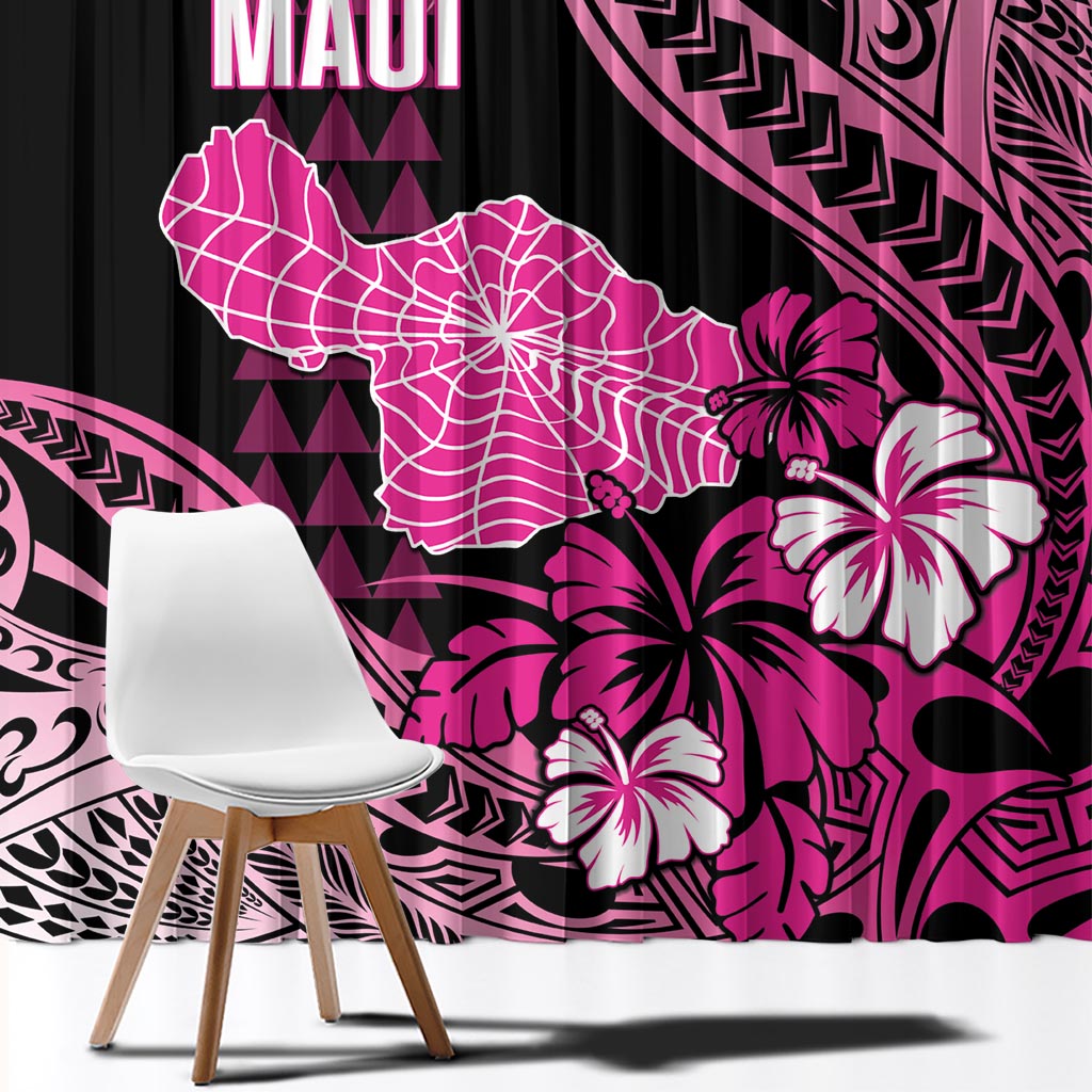 Hawaii Maui Upena Kiloi Window Curtain Kakau Tribal Pattern Pink Version LT05 - Polynesian Pride