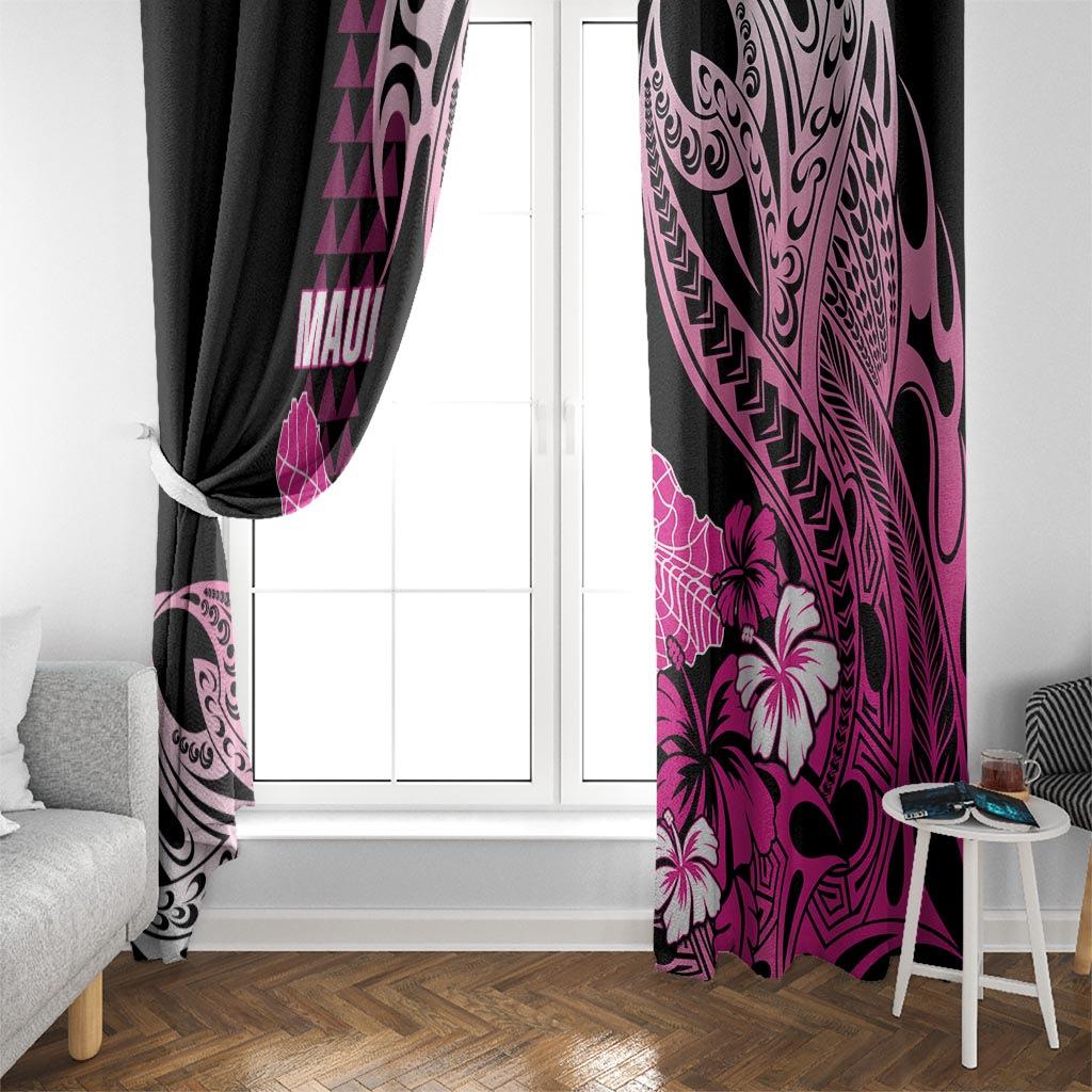 Hawaii Maui Upena Kiloi Window Curtain Kakau Tribal Pattern Pink Version LT05 - Polynesian Pride