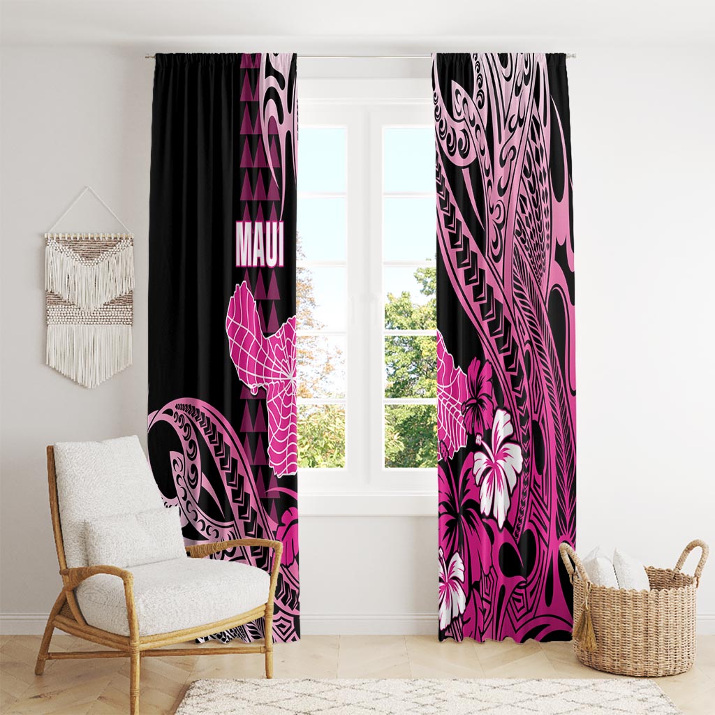 Hawaii Maui Upena Kiloi Window Curtain Kakau Tribal Pattern Pink Version LT05 - Polynesian Pride