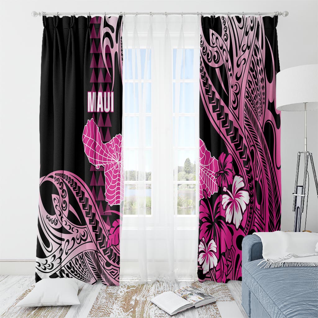 Hawaii Maui Upena Kiloi Window Curtain Kakau Tribal Pattern Pink Version LT05 - Polynesian Pride