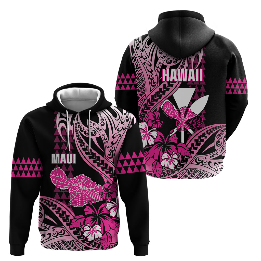 Hawaii Maui Upena Kiloi Zip Hoodie Kakau Tribal Pattern Pink Version LT05 - Polynesian Pride
