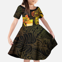 Personalised Kiribati Independence Day Kid Short Sleeve Dress 46th Anniversary LT05 KID Yellow - Polynesian Pride