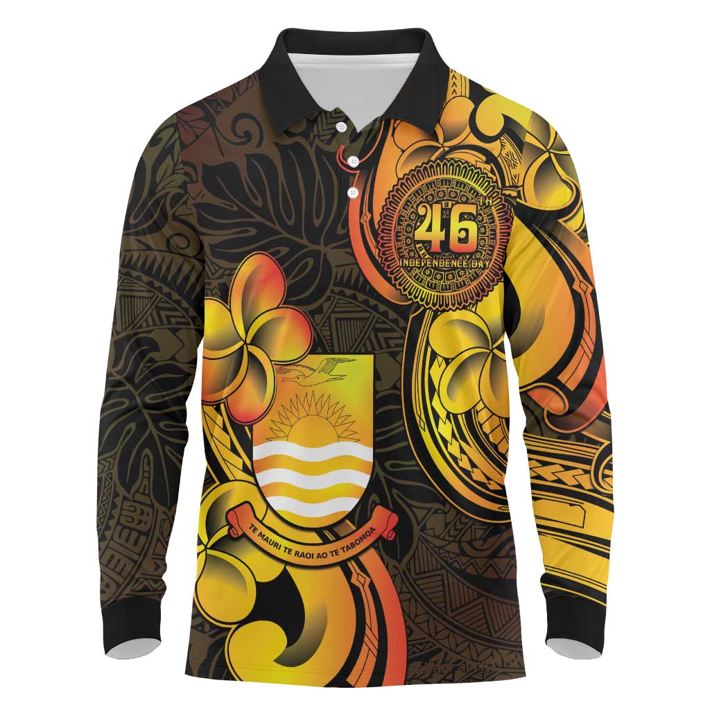 Personalised Kiribati Independence Day Long Sleeve Polo Shirt 46th Anniversary LT05 Yellow - Polynesian Pride