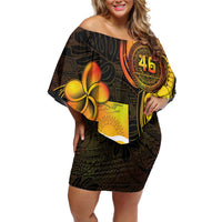 Personalised Kiribati Independence Day Off Shoulder Short Dress 46th Anniversary LT05 Women Yellow - Polynesian Pride