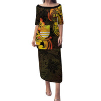 Personalised Kiribati Independence Day Puletasi 46th Anniversary LT05 Long Dress Yellow - Polynesian Pride
