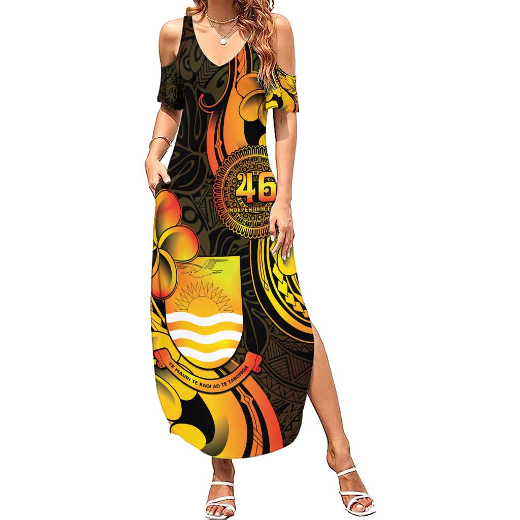 Personalised Kiribati Independence Day Summer Maxi Dress 46th Anniversary LT05 Women Yellow - Polynesian Pride