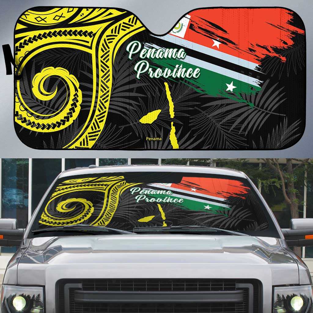 Vanuatu Penama Day Auto Sun Shade Grunge Flag Style LT05 Black - Polynesian Pride