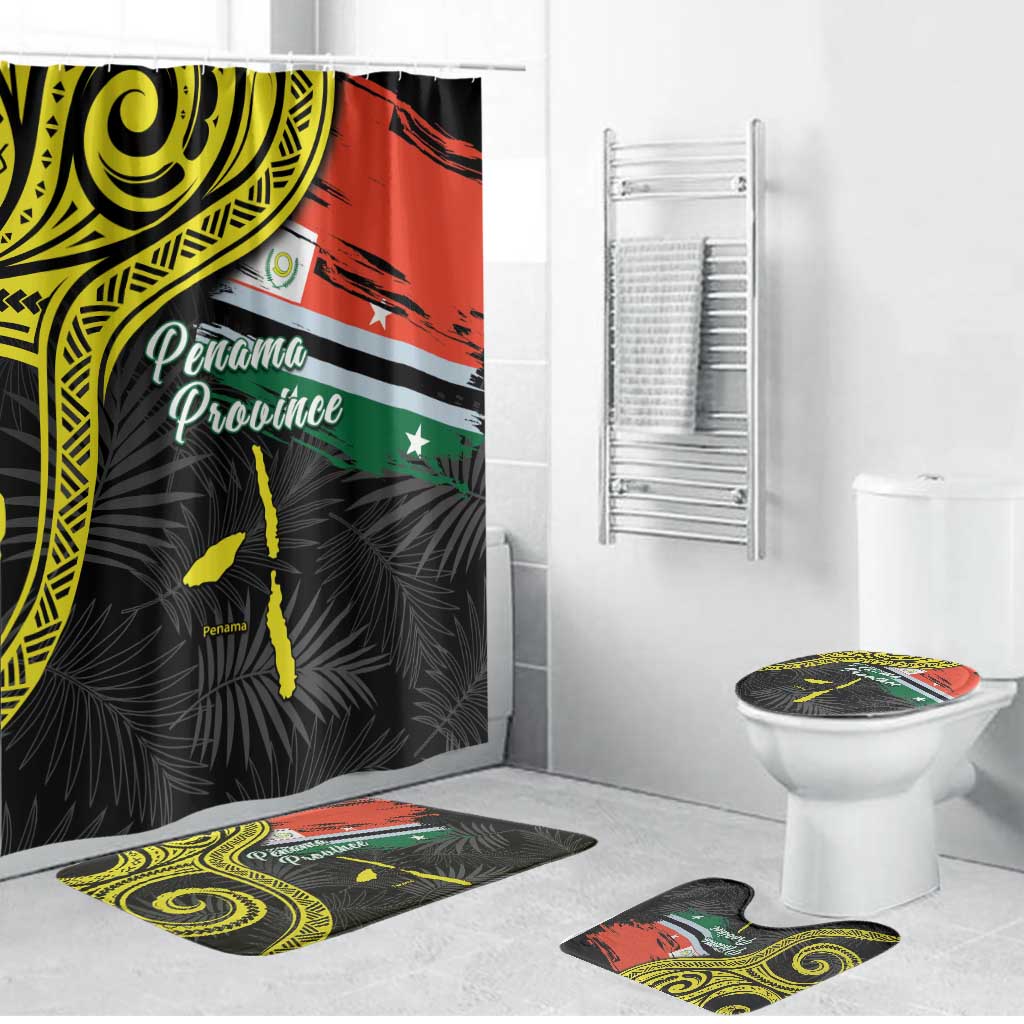 Vanuatu Penama Day Bathroom Set Grunge Flag Style LT05 Bathroom Set (4 pcs) Black - Polynesian Pride
