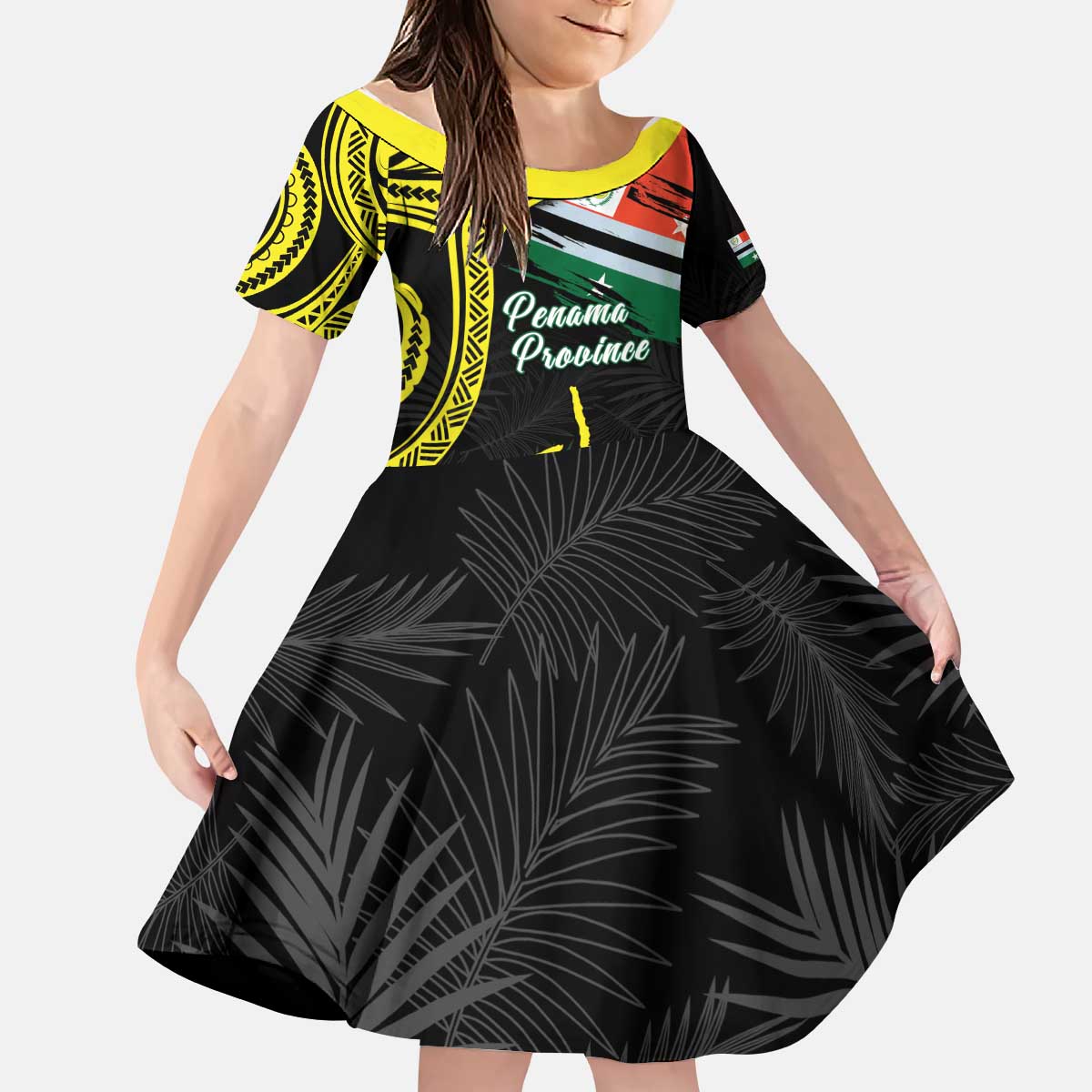 Personalised Vanuatu Penama Day Kid Short Sleeve Dress Grunge Flag Style LT05 KID Black - Polynesian Pride
