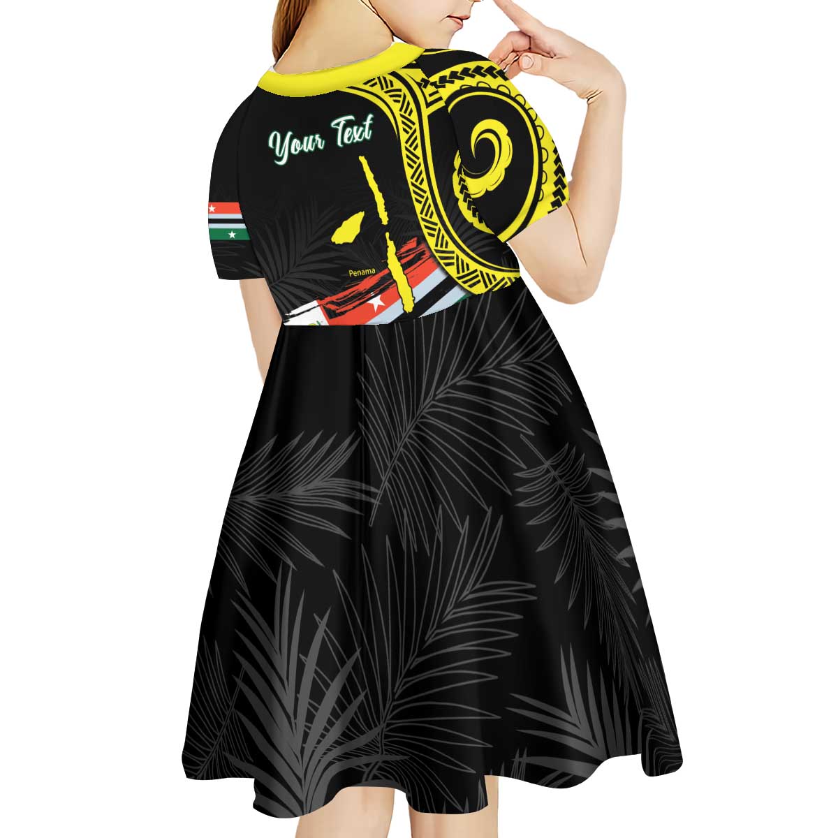 Personalised Vanuatu Penama Day Kid Short Sleeve Dress Grunge Flag Style LT05 - Polynesian Pride