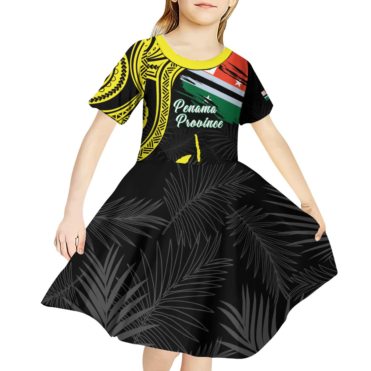 Personalised Vanuatu Penama Day Kid Short Sleeve Dress Grunge Flag Style LT05 - Polynesian Pride
