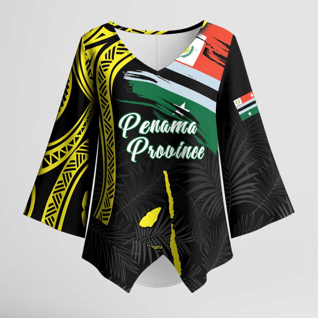 Personalised Vanuatu Penama Day Kimono Sleeve Blouse Grunge Flag Style LT05 Female Black - Polynesian Pride