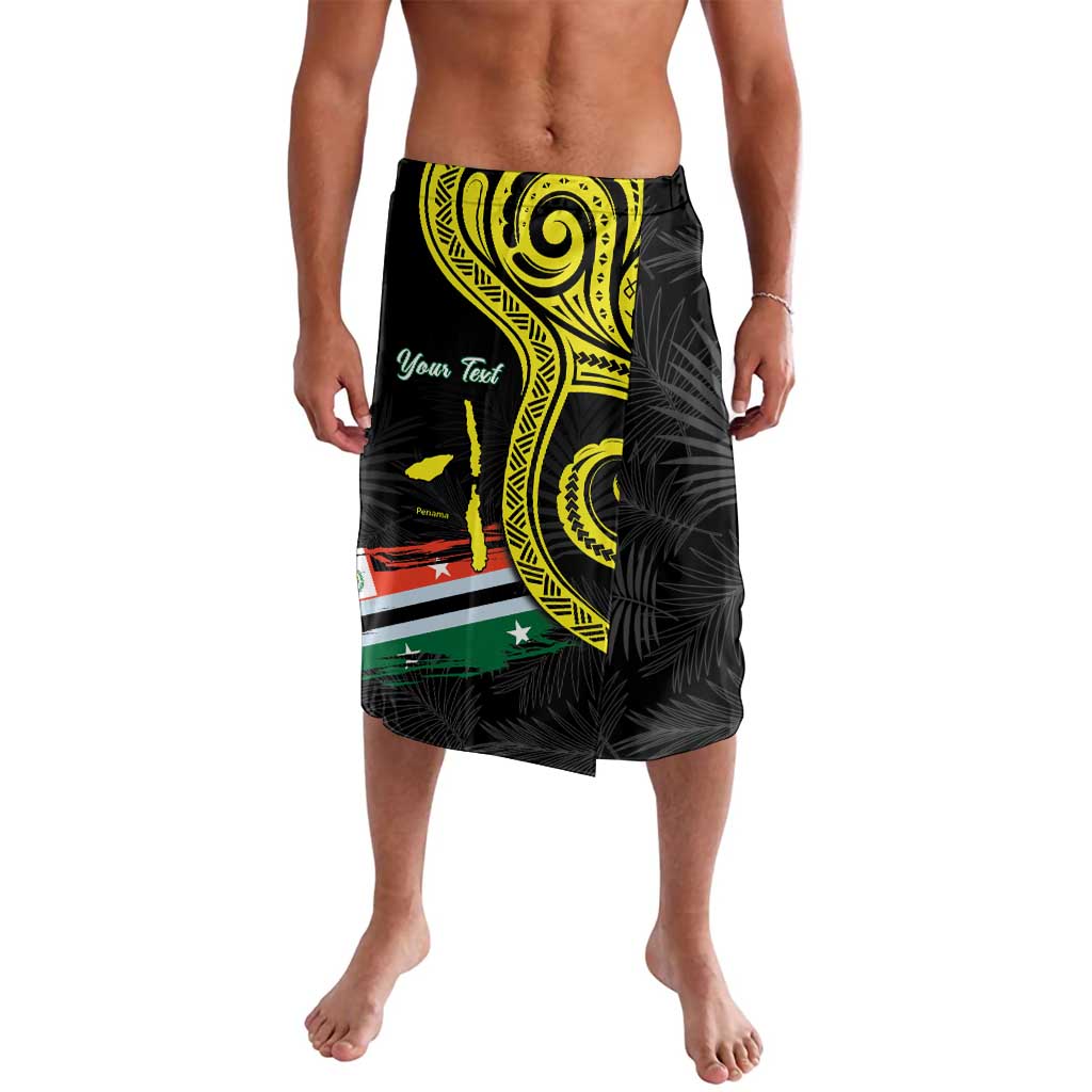 Personalised Vanuatu Penama Day Lavalava Grunge Flag Style LT05 Black - Polynesian Pride