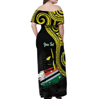 Personalised Vanuatu Penama Day Off Shoulder Maxi Dress Grunge Flag Style LT05 - Polynesian Pride