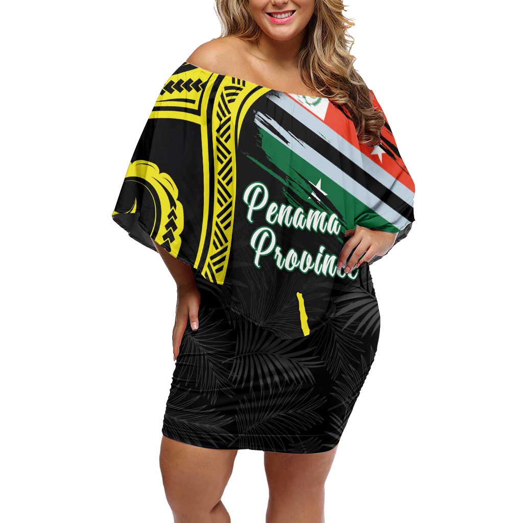 Personalised Vanuatu Penama Day Off Shoulder Short Dress Grunge Flag Style LT05 Women Black - Polynesian Pride