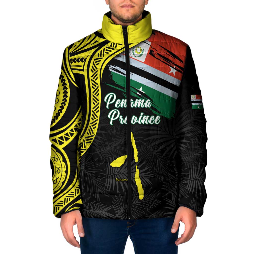 Personalised Vanuatu Penama Day Padded Jacket Grunge Flag Style LT05 Men Black - Polynesian Pride