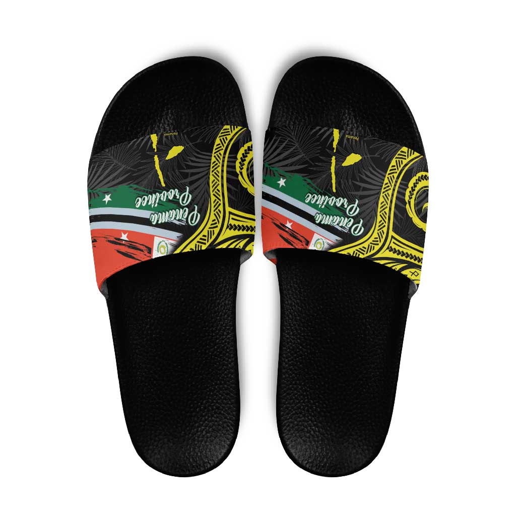 Vanuatu Penama Day Slide Sandals Grunge Flag Style LT05 Black - Polynesian Pride