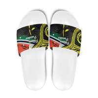 Vanuatu Penama Day Slide Sandals Grunge Flag Style LT05 Black - Polynesian Pride