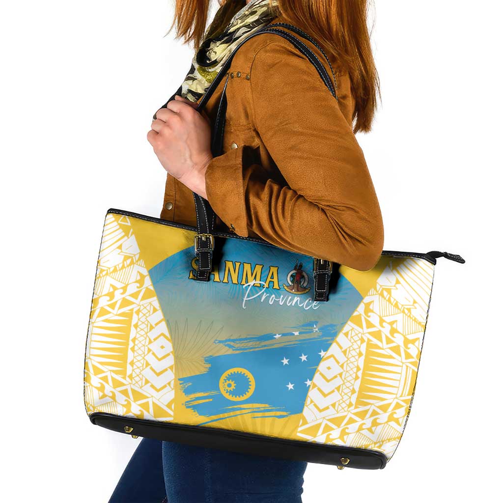 Vanuatu Sanma Day Leather Tote Bag Special Style LT05 Yellow - Polynesian Pride