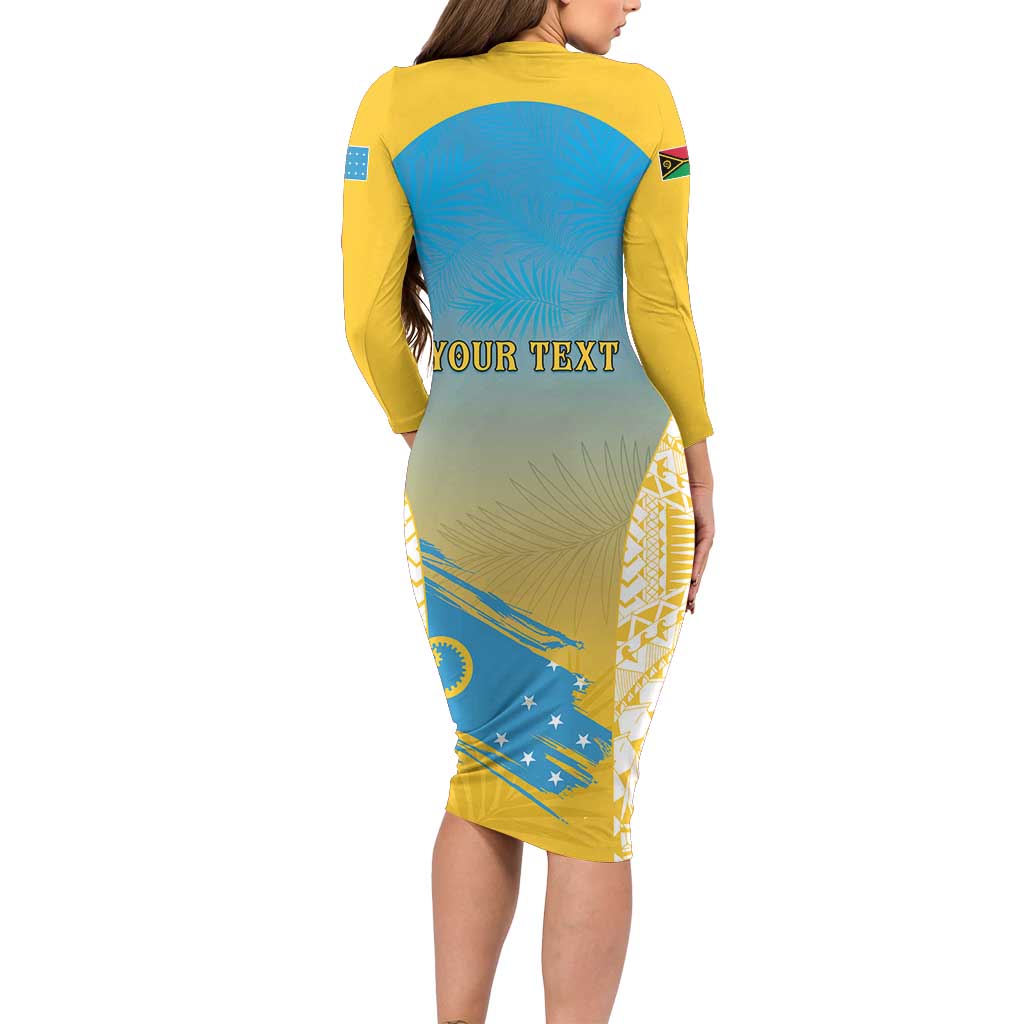 Personalised Vanuatu Sanma Day Long Sleeve Bodycon Dress Special Style LT05 - Polynesian Pride