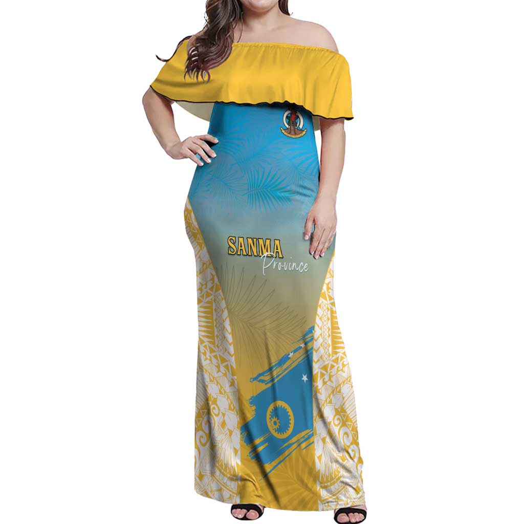 Personalised Vanuatu Sanma Day Off Shoulder Maxi Dress Special Style LT05 Women Yellow - Polynesian Pride