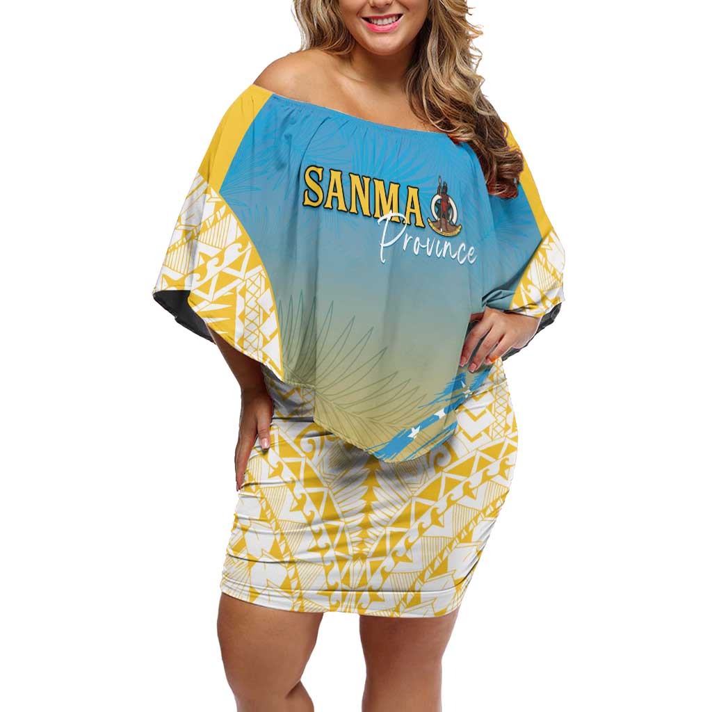 Personalised Vanuatu Sanma Day Off Shoulder Short Dress Special Style LT05 Women Yellow - Polynesian Pride