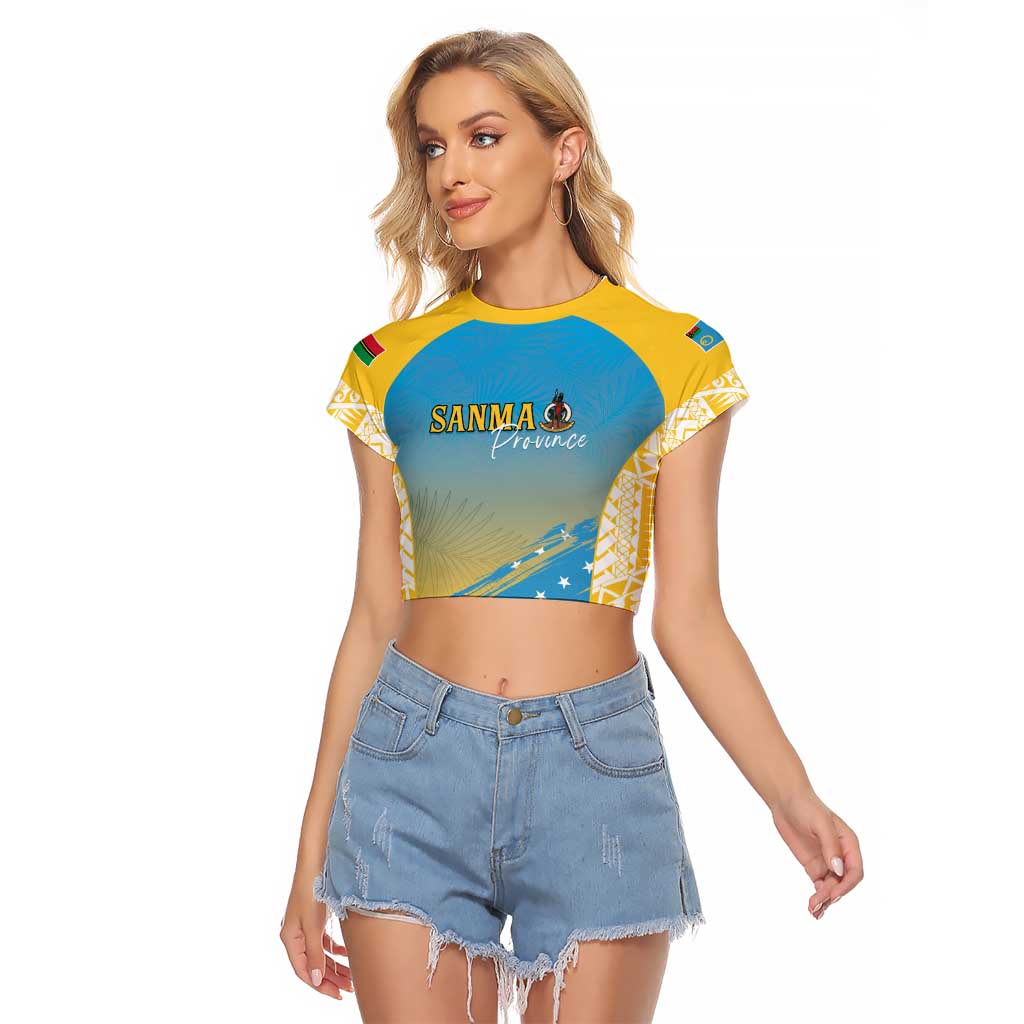 Personalised Vanuatu Sanma Day Raglan Cropped T Shirt Special Style LT05 Female Yellow - Polynesian Pride