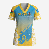 Personalised Vanuatu Sanma Day Scrub Top Special Style LT05 Adult Yellow - Polynesian Pride