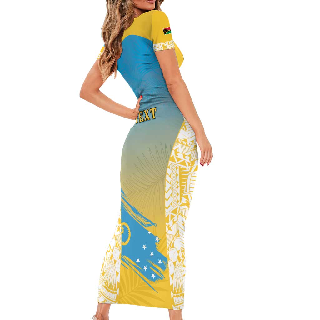 Personalised Vanuatu Sanma Day Short Sleeve Bodycon Dress Special Style LT05 - Polynesian Pride