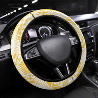 Vanuatu Sanma Day Steering Wheel Cover Special Style LT05 Universal Fit Yellow - Polynesian Pride