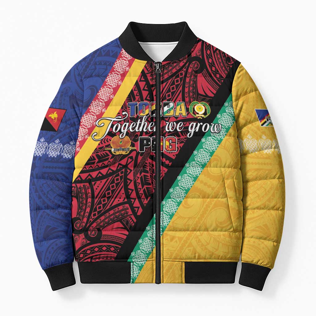 Love Torba PNG Day Bomber Puffer Jacket Together We Grow LT05 Unisex Colorful - Polynesian Pride