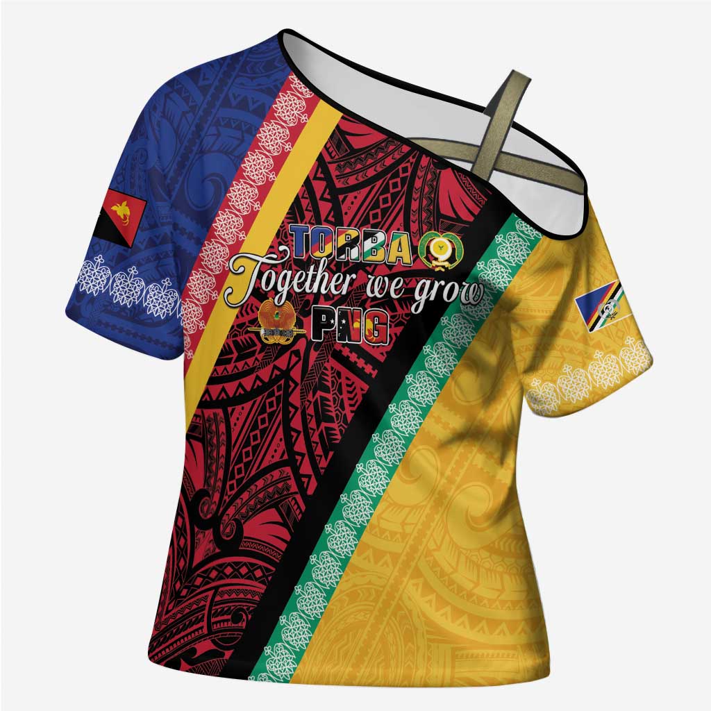 Love Torba PNG Day Cross Shoulder Shirt Together We Grow LT05 Female Colorful - Polynesian Pride