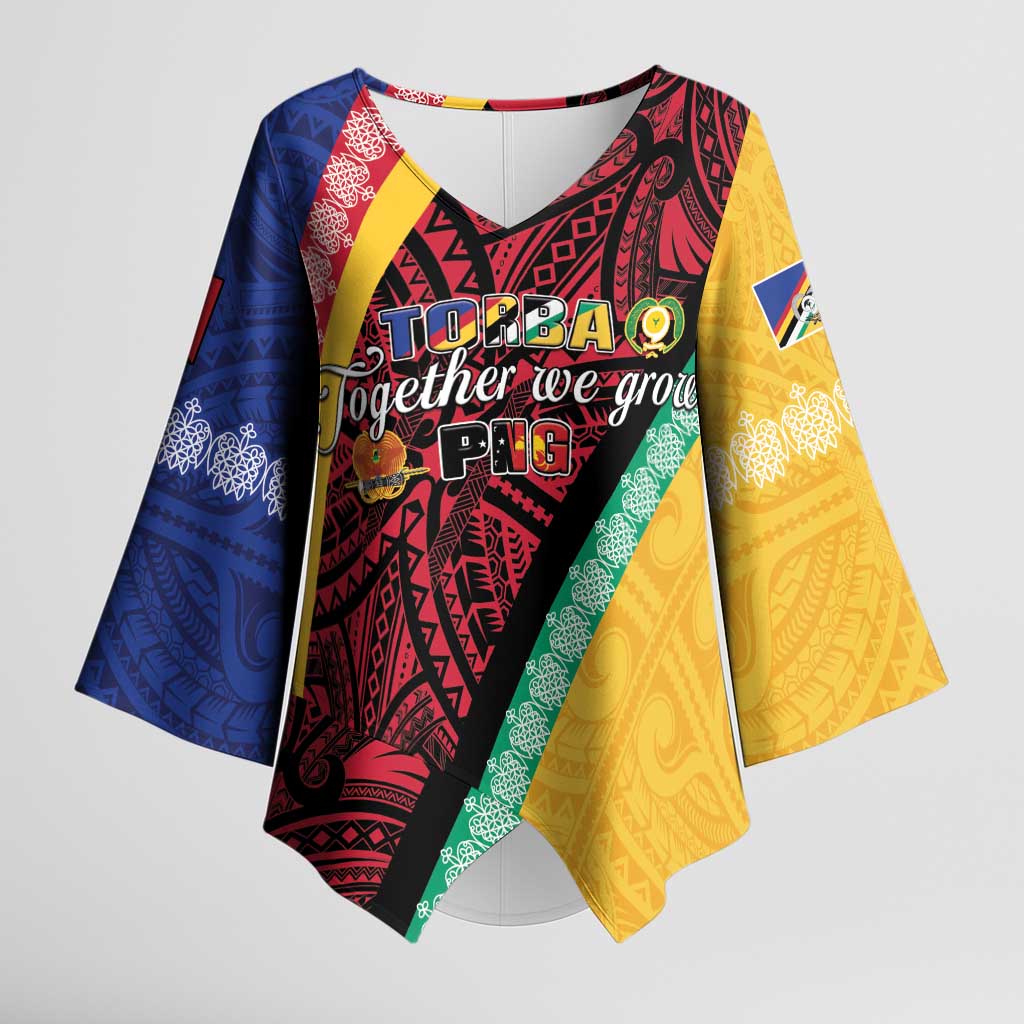 Love Torba PNG Day Kimono Sleeve Blouse Together We Grow LT05 Female Colorful - Polynesian Pride