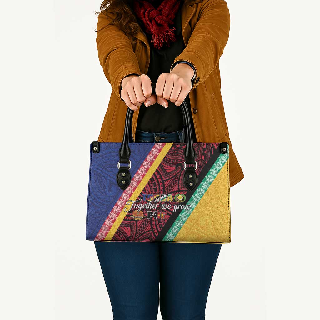Love Torba PNG Day Leather Bag Together We Grow LT05 Colorful - Polynesian Pride