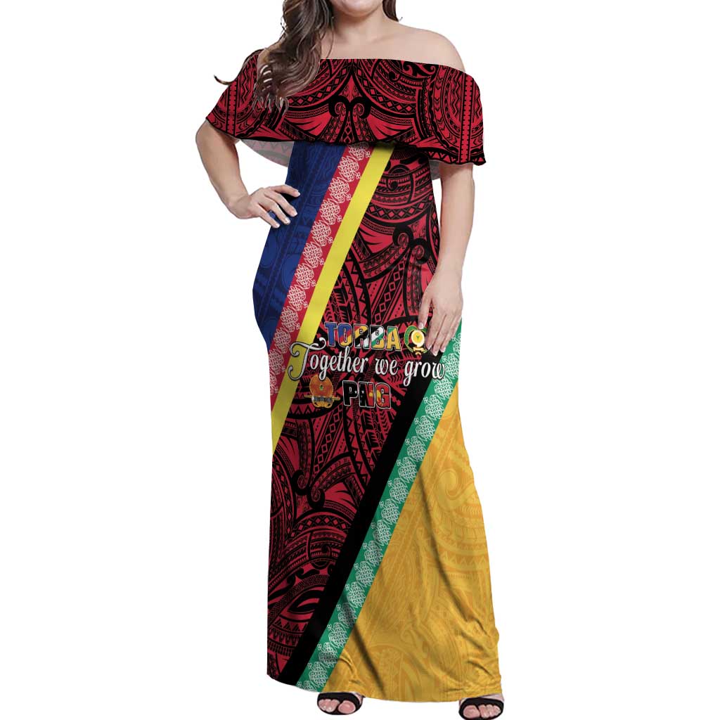 Love Torba PNG Day Off Shoulder Maxi Dress Together We Grow LT05 Women Colorful - Polynesian Pride