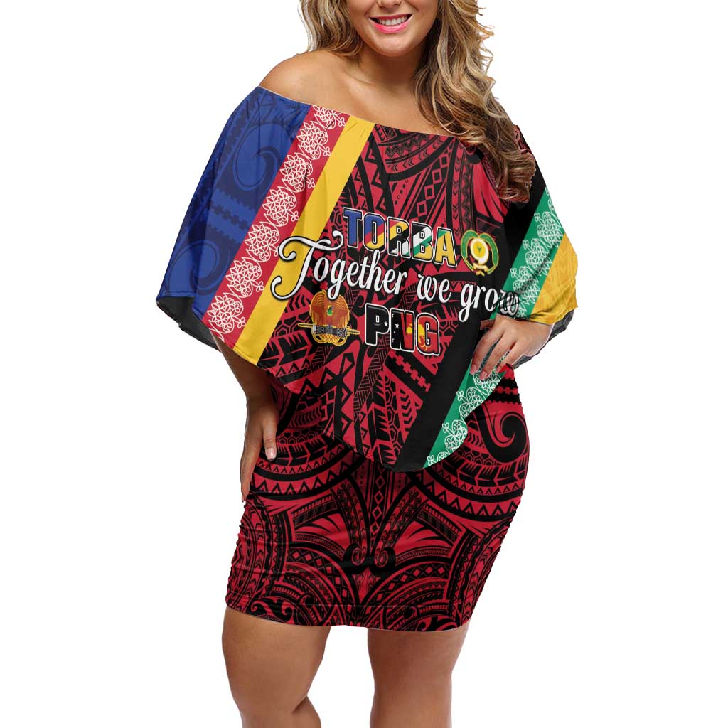 Love Torba PNG Day Off Shoulder Short Dress Together We Grow LT05 Women Colorful - Polynesian Pride