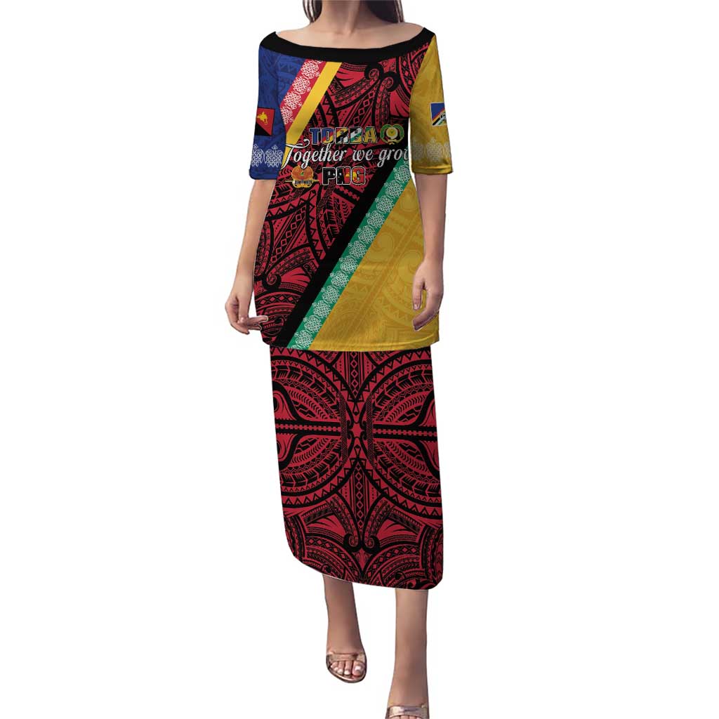 Love Torba PNG Day Puletasi Together We Grow LT05 Long Dress Colorful - Polynesian Pride