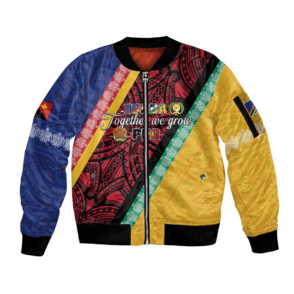 Love Torba PNG Day Sleeve Zip Bomber Jacket Together We Grow LT05 Unisex Colorful - Polynesian Pride