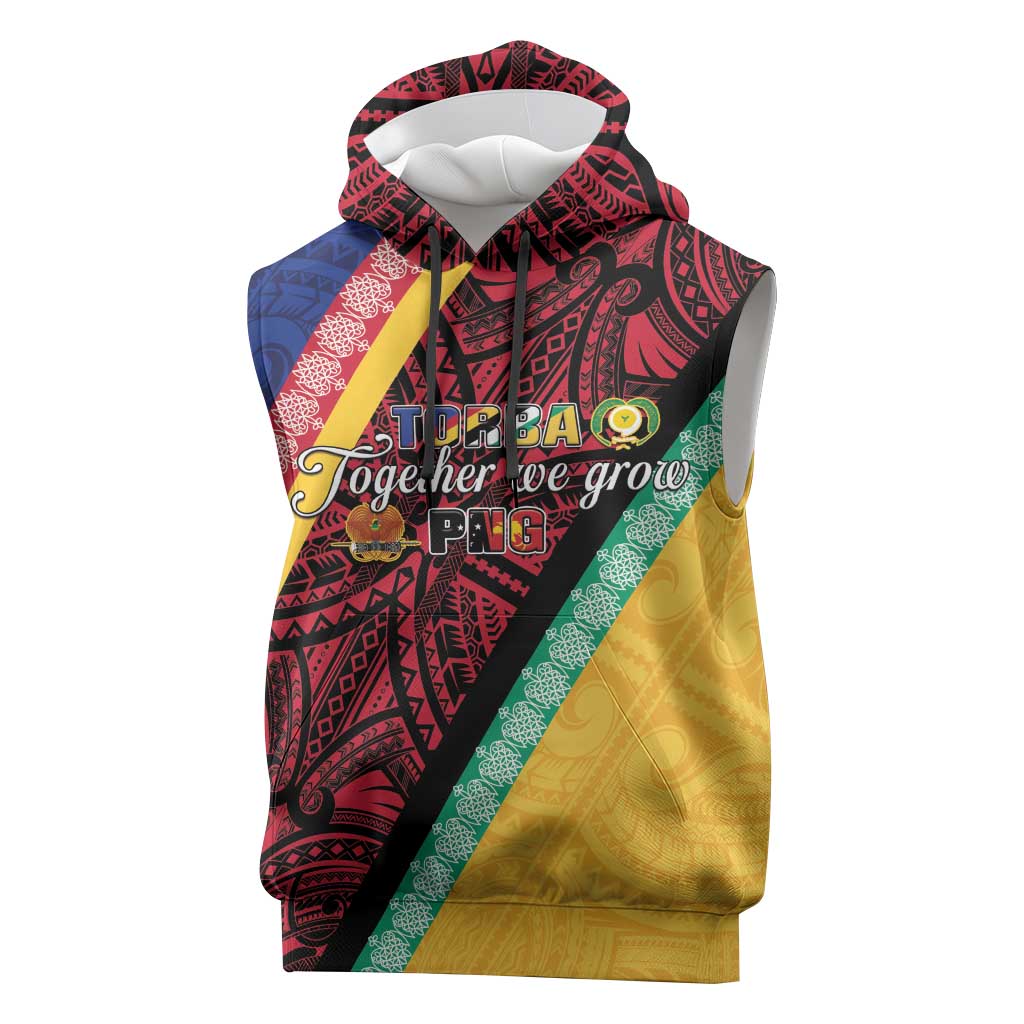 Love Torba PNG Day Sleeveless Hoodie Together We Grow LT05 Colorful - Polynesian Pride
